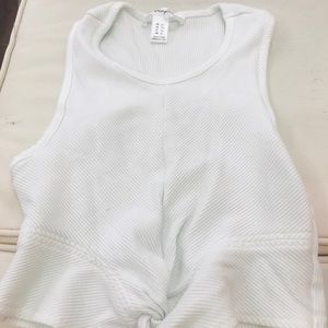 White chopped tan top